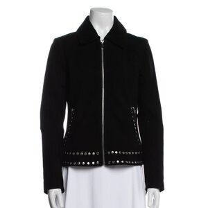 Neiman Marcus The Leather Collection Black Studded Blazer